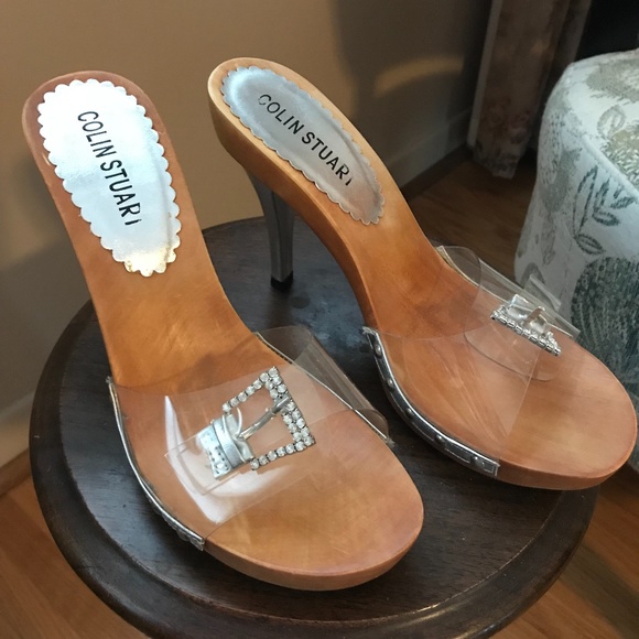 Clear Sandal Heels with crystal buckle - size 8.5 - Picture 3 of 12